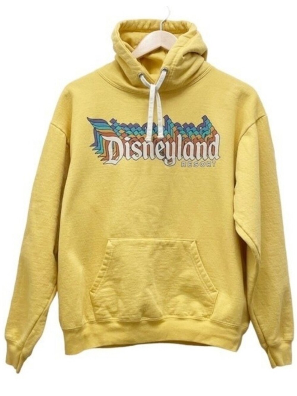 Disney Yellow Crewneck Hoodie with Retro Disneyland Logo